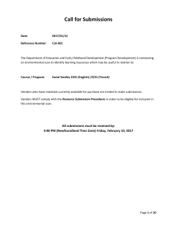 Call for Submissions - Department of Education