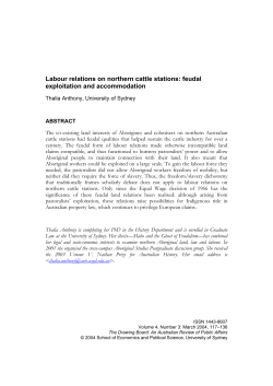 Labour relations on northern cattle stations: feudal exploitation and