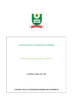 ENT 407 ENTREPRENEURSHIP DEVELOPMENT