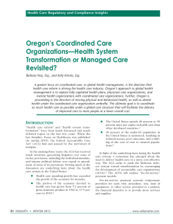 Oregon`s Coordinated Care Organizations—Health System