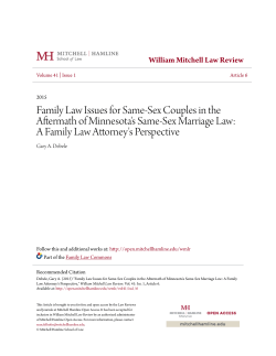 Family Law Issues for Same-Sex Couples in the Aftermath of