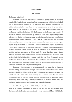 CHAPTER ONE Introduction Background to the Study Diarrhoea