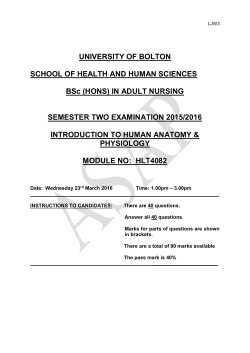 IN ADULT NURSING SEMESTER TWO EXAMINATION 2015/2016