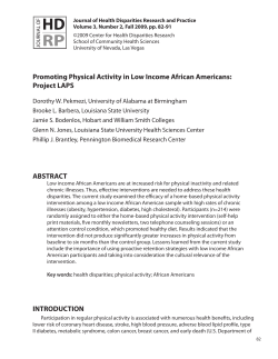 Promoting Physical Activity in Low Income African Americans