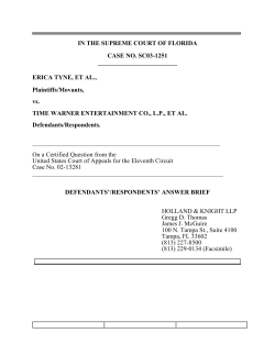 IN THE SUPREME COURT OF FLORIDA CASE NO. SC03