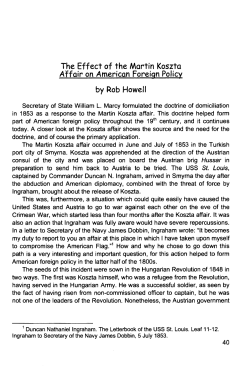 The Effect of the Martin Koszta Affair on American Foreign Policy by