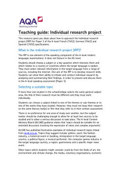 A-level Languages Individual research project Teaching guide