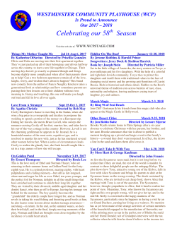 2017-2018 Season Ticket Flyer - Westminster Community Theater