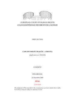 FIRST SECTION CASE OF PARLOV