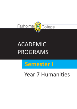 Academic Program Year 7 Humanities Sem 1 2017