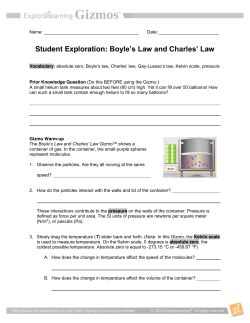 Student Exploration: Boyle`s Law and Charles` Law