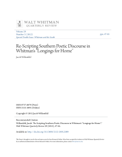 Re-Scripting Southern Poetic Discourse in Whitman`s "Longings for