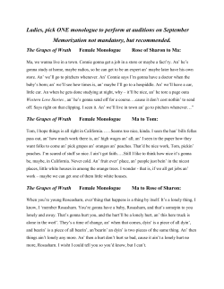 Ladies, pick ONE monologue to perform at auditions on September