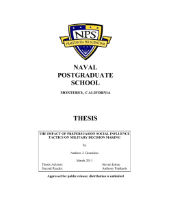 The Impact of Prepersuasion Social Influence Tactics on Military