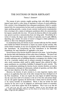 The Doctrine of Prior Restraint - Duke Law Scholarship Repository