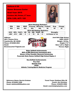 Uniform # 00 Name: Breanna Carter Grad Year: 2015 GPA: 2.80, ACT