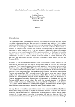 1 Islam, Institutions, Development, and the mistakes of