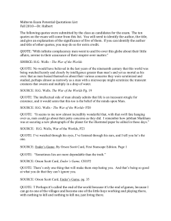 Midterm Exam Potential Quotations List Fall 2010&mdash;Dr. Halbert The