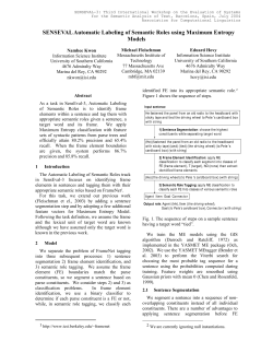 SENSEVAL Automatic Labeling of Semantic Roles using Maximum