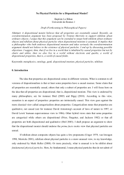 No Physical Particles for a Dispositional Monist? Baptiste Le Bihan