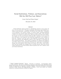 Social Institutions, Violence, and Innovations: Did the Old Poor Law