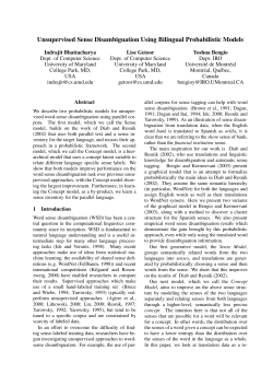 Unsupervised Sense Disambiguation Using Bilingual Probabilistic