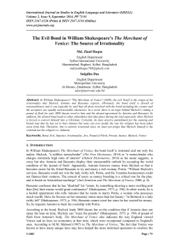 The Evil Bond in William Shakespeare`s The