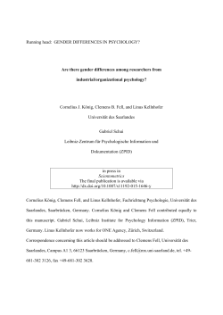 Running head: GENDER DIFFERENCES IN PSYCHOLOGY? Are