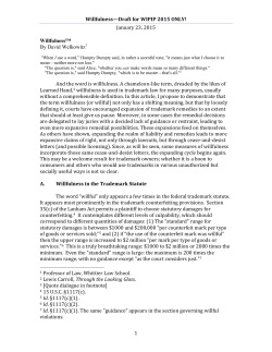 Willfulness—Draft for WIPIP 2015 ONLY!