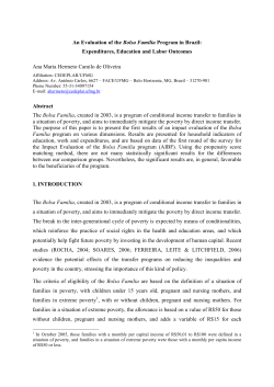 An Evaluation of the Bolsa Familia Program in Brazil: Expenditures