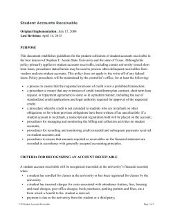 Student Accounts Receivable - Stephen F. Austin State University