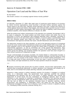 Operation Cast Lead and the Ethics of Just War