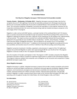 For Immediate Release First Ship Set of Magellan Aerospace F