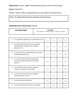 Department:​Science ​ Unit: ​Chemical Nomenclature and