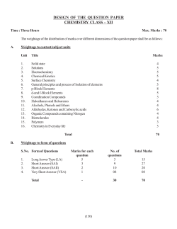 design of the question paper chemistry class - xii