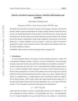 Selective solvation in aqueous mixtures: Interface deformations and