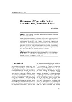 Occurrence of Fires in the Eastern Saariselk&auml; Area, North