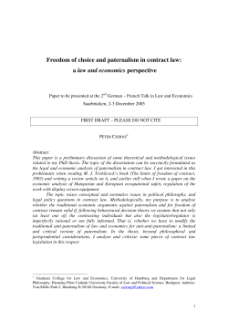 Freedom of choice and paternalism in contract law