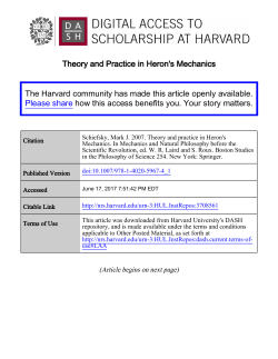 Theory and Practice in Heron`s Mechanics The Harvard community