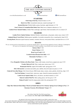 Sunday Menu - The Old Customs House