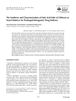 The Synthesis and Characterization of Fatty Acid Salts of Chitosan