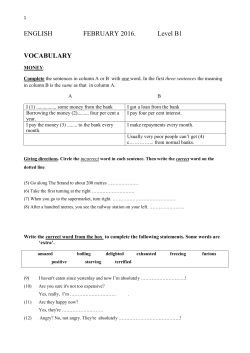 ENGLISH FEBRUARY 2016. Level B1 VOCABULARY