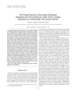 The Single Exposure Carcinogen Database