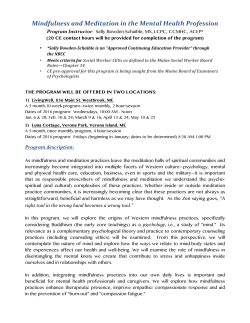Mindfulness and Meditation in the Mental Health Profession