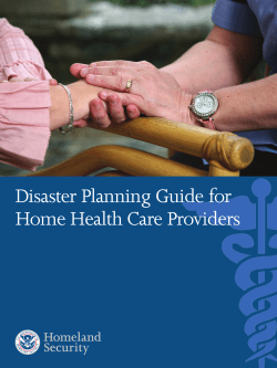 Disaster Planning Guide for Home Health Care Providers