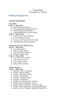 Second Grade First Quarter-at-a-Glance Reading/Language