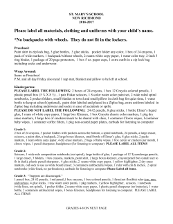 school supply lists for grades K-8. - St. Mary School