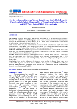 (Coverage/Access, Quantity, and Cost) of Safe Domestic Water