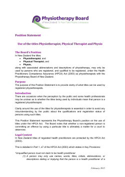 Position Statement Use of the titles Physiotherapist