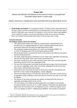 Project title: Dietary and Lifestyle contributors to iron and zinc status